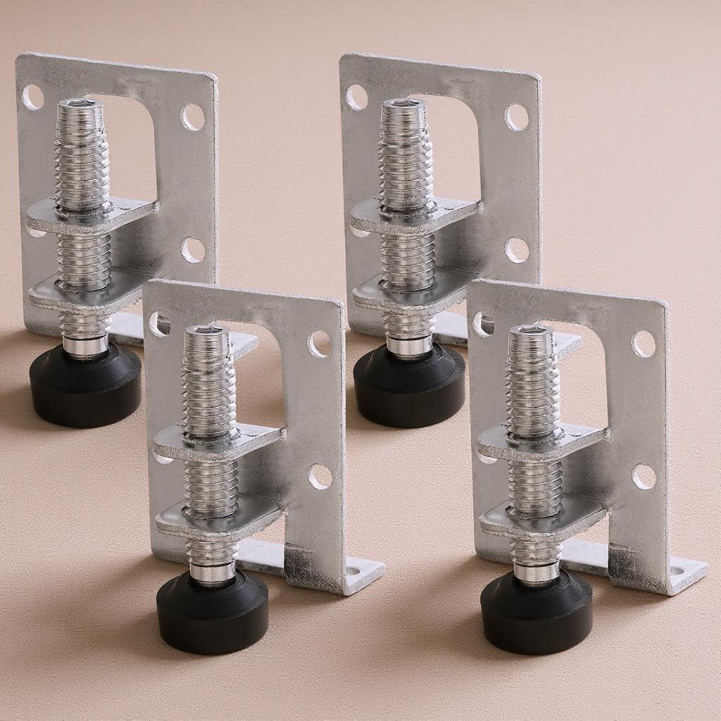 4Pcs Adjustable Furniture Leveling Feet Heavy Duty Steel Height Levelers for Cabinet Wardrobe Table Workbench Corner Bracket