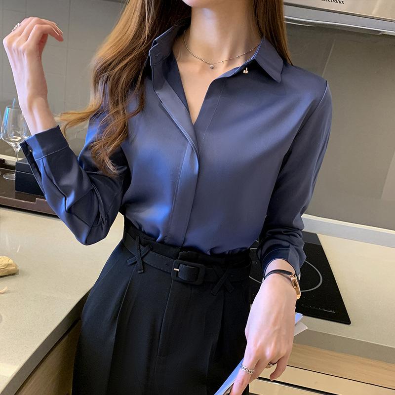 Silk Women's Shirt Long Sleeve Fashion Woman Blouses Satin Top Female Shirts and Blouse Basic Ladies Tops Women Clothing