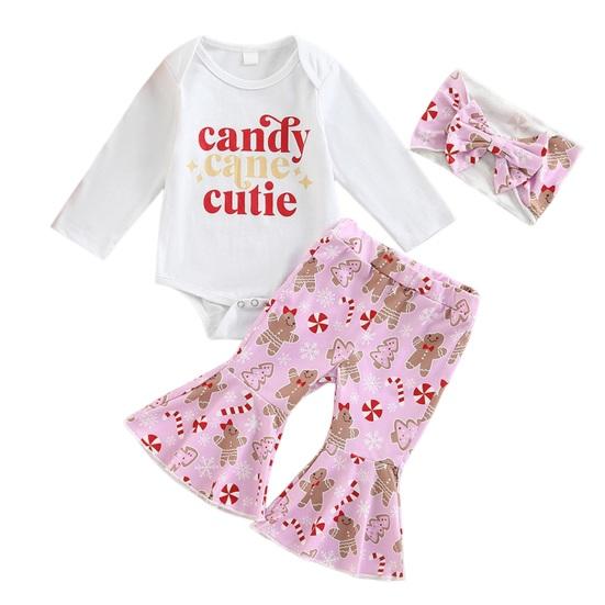 3 шт./комплект для девочек, верх, штаны, повязка на голову, костюм для детей от 0 до 18 месяцев, красочный принт, расклешенные брюки, боди с длинными рукавами и застегивающейся на пуговицы промежностью, одежда для малышей