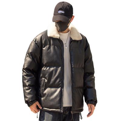 Утепленная мужская зимняя новая кожаная хлопковая одежда с подкладкой из искусственной кожи, парная кожаная одежда, мужская и женская одинаковая хлопковая куртка с подкладкой