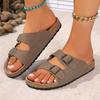 Fashion New Women's Cork Footbed Slippers with Arch Support Summer Slip-On Double Buckle Slide Sandals with Adjustable Buckle