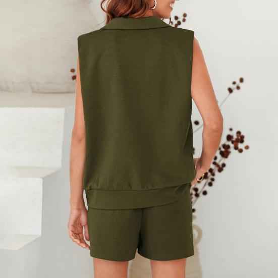 Женский комплект из двух частей, безрукавка, майка с V-образным вырезом и шорты на эластичной талии, спортивный костюм, летняя повседневная одежда для дома, спортивный костюм