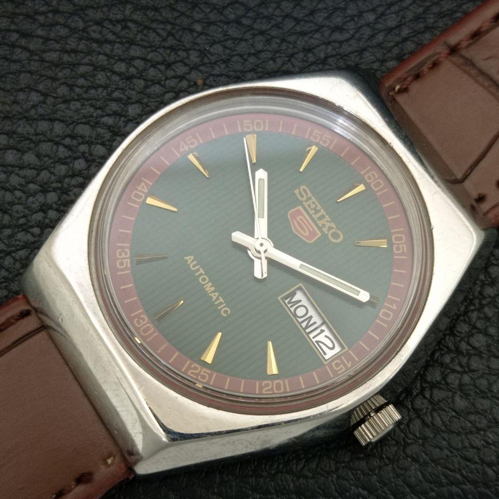 ВИНТАЖНЫЕ АВТОМАТИЧЕСКИЕ ЧАСЫ SEIKO 5 6309A ЯПОНИЯ МУЖСКИЕ ЗЕЛЕНЫЙ ЦВЕТ ЦИФЕРБЛАТ a708334-1