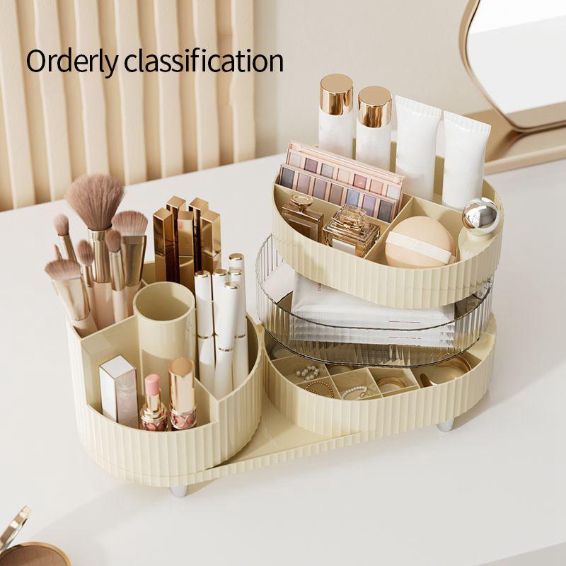360° Rotating Cosmetic Storage Box Makeup Drawer Organizer Dresser Skincare Products Storage Box Sundries Sorting Container