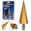 Large Titanium-Plated Step Drill Set: 4-32mm, 4-20mm, 4-12mm, Triangular Handle, Straight Flute, Pagoda Hole Opener
