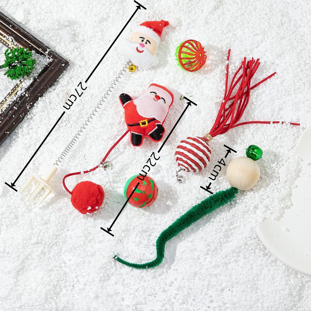New Pet Christmas Cat Toy Interactive Puzzle Toy Gift Box Pet Toy Set Bell Combination Christmas Sock Elk Elderly Cat Toy Stick