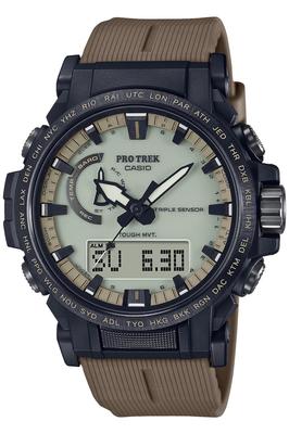 Часы Casio Protrek Climber Line Радиоуправляемые Солнечные Биомасса Пластик Темно-коричневый цвет PRW-61LD-5JF Мужские