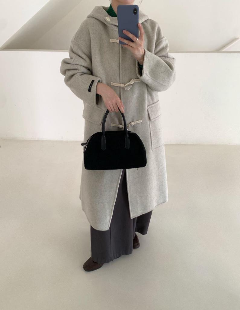 Пальто из шерсти с капюшоном в корейском стиле: Женское кашемировое пальто средней длины двустороннее с пуговицами-клевантами для стройного осеннего образа