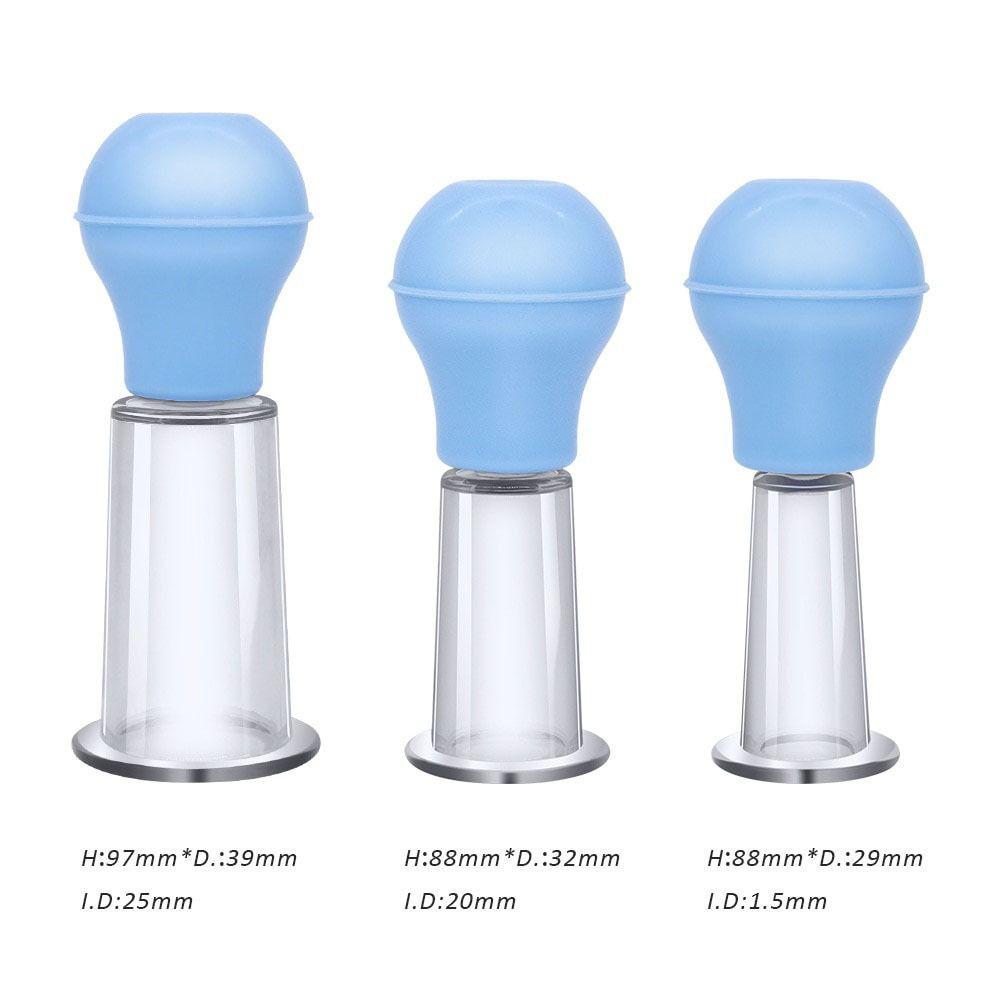 Pink/Blue Vacuum Cup Rubber Skin Scraping Cup 3 Sizes Facial Massage Cup Home Beauty