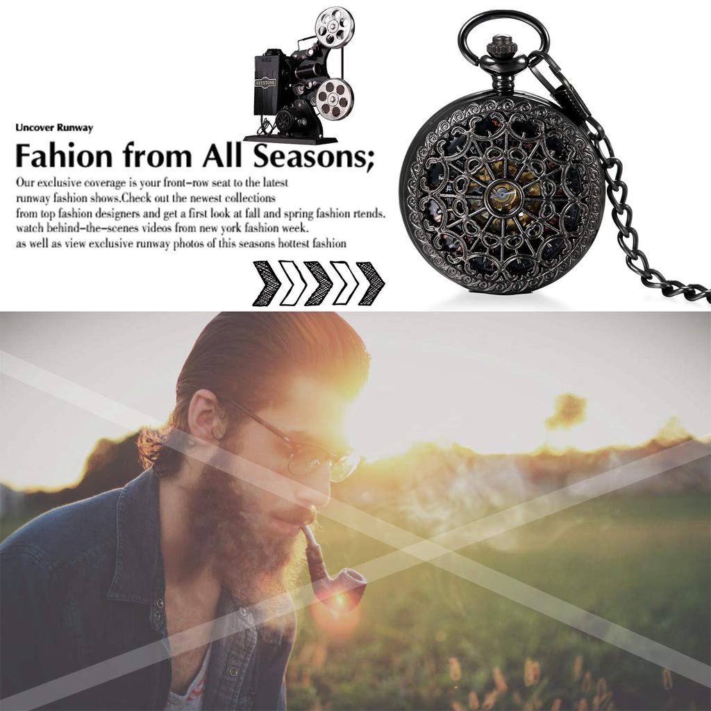 JewelryWe Pocket Watch Lock Retro Antique Roman Analog Pocket Watch Pendant Necklace Clock Not Waterproof Cosplay Event Halloween Birthday Anniversary