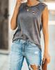 Женская повседневная однотонная рваная майка без рукавов, футболка женская