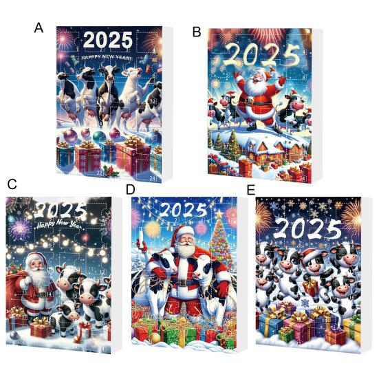 Cow Advent Calendar 2025 24 Days Christmas Countdown Calendar with 2D Acrylic Highland Cow Hanging Ornaments Cute Cow Christmas Tree Pendant