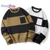 Cozy Up Мужская толстовка с цветными блоками, пуловер с круглым вырезом и длинным рукавом, повседневные топы в рубчик в стиле пэчворк на осень