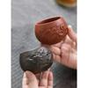 Chinese Hand Carving Purple Clay Teacup Outdoors Portable Tea Bowl Home Master Cup Traditional Zisha Tea Cup Home Drinkware