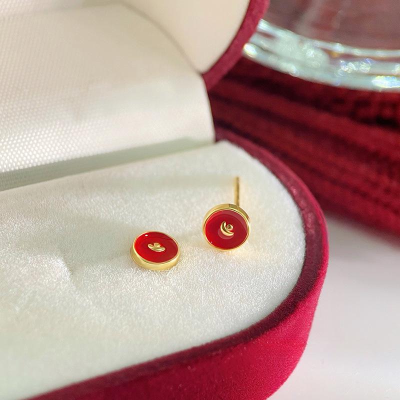 Новые серьги из красного слитка в китайском стиле для женщин, год зодиака, Новый год, высококачественные серьги