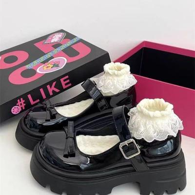 Модная обувь для женщин 2024 горячая распродажа осенние женские туфли-лодочки с пряжкой Мэри Джейн с круглым носком однотонные с бантом-бабочкой на среднем каблуке нарядные милые туфли-лодочки