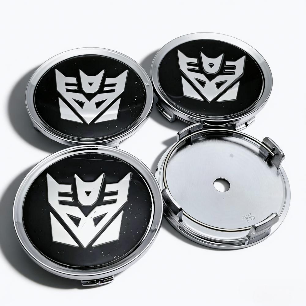 4pcs Transformers Logo Emblem Car Wheel Center Caps O.D 75MM 70MM Wheels Hub Cap Rim Hubcaps Dust Cover Replace Car Accessories
