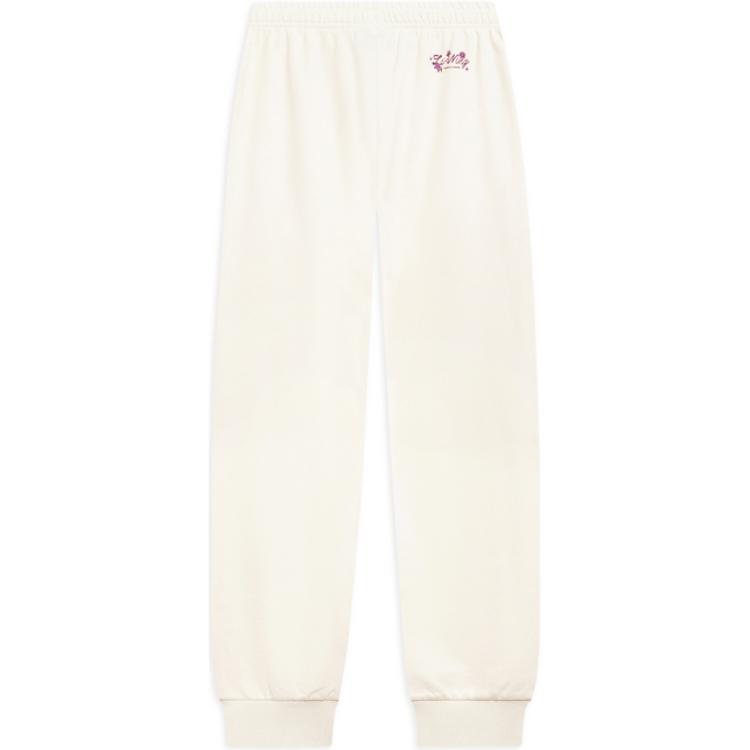 Li Ning однотонные, средней талии, удобные, дышащие, трикотажные спортивные брюки с манжетами, женские плавки, цвет не совсем белый AKLT186-1