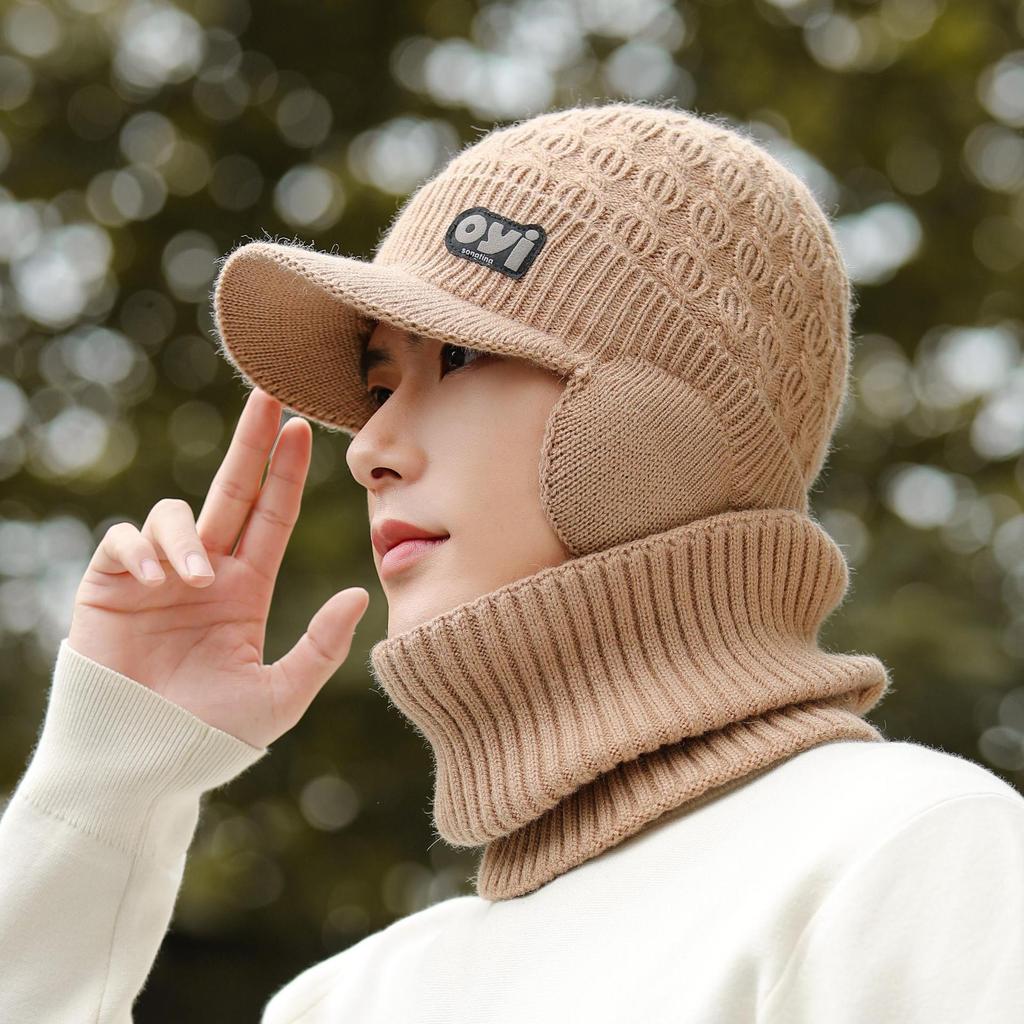 Woolen Hat for Men In Winter Windproof Large Brim Warm and Cold Hat New Knitted Hat Autumn and Winter Cold Proof Hat for Men