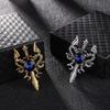 Retro Dragon Blade Brooch Men Animal Rhinestone Lapel Pin Suit Shirt Badge Jewelry Gift Accessories