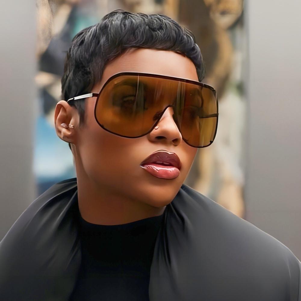 Модные Большие Роскошные Солнцезащитные Очки для Женщин Мужчин Современные Цельные Линзы Рама Высокое Качество Солнечные Очки Защита от УФ-лучей UV400 Очки