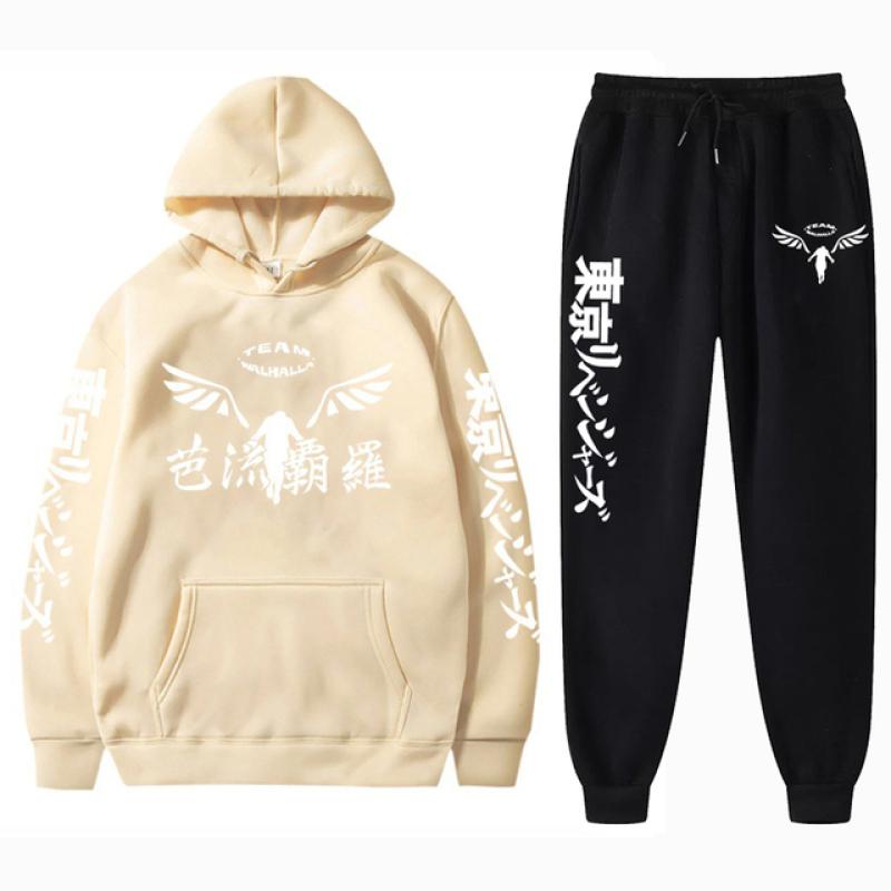 Мужские толстовки с капюшоном в стиле аниме «Токио Мстители» + спортивные штаны, 2 шт., Gambar Valhalla, брюки с графикой, уличная одежда, XS-4XL