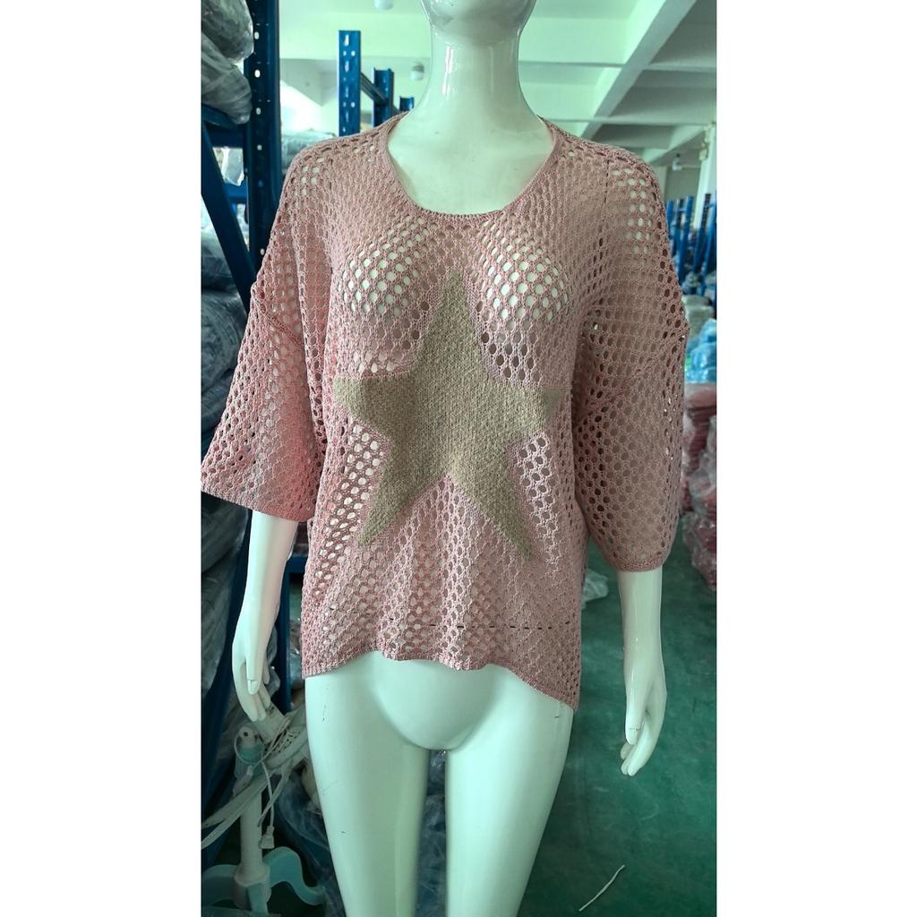 Женский свитер, свободный ажурный вязаный кардиган со звездами, круглый вырез, рубашка от солнца, летний купальник, накидка