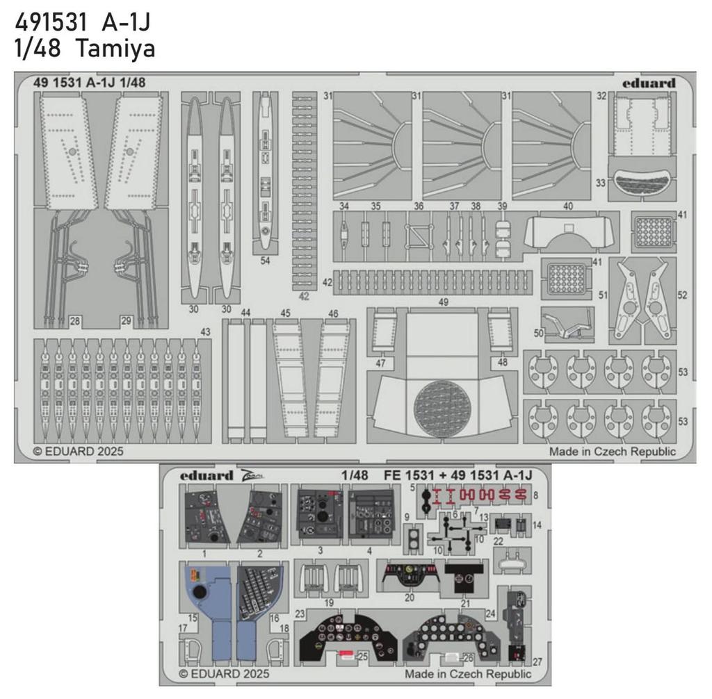 Эдуард 1/48 А-1J Скайрейдер Фототравление (для Тамии) Детали для пластиковой модели EDU491531 (Самолет)