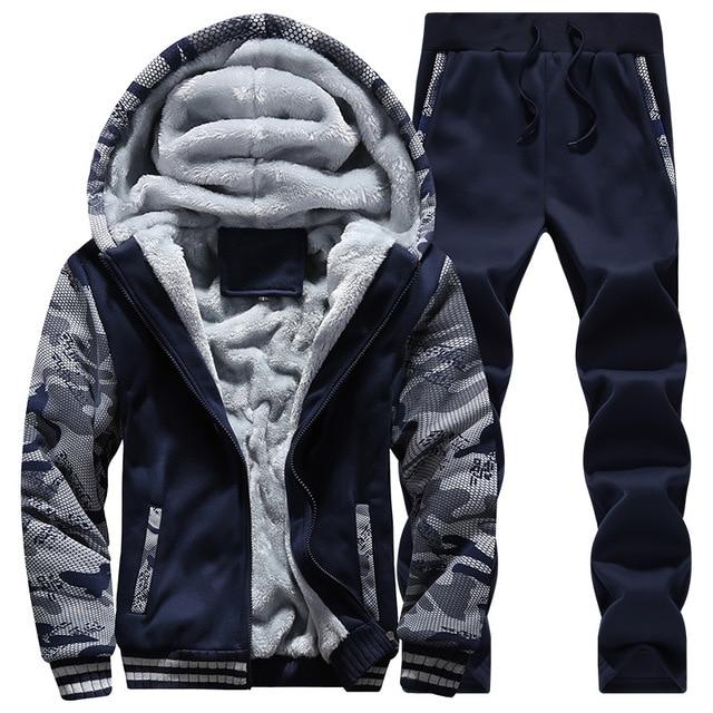 Men 'S Tracksuit Winter Suit Warm Velvet Sweatshirt Brand Clothing Men Set Two -Piece Set