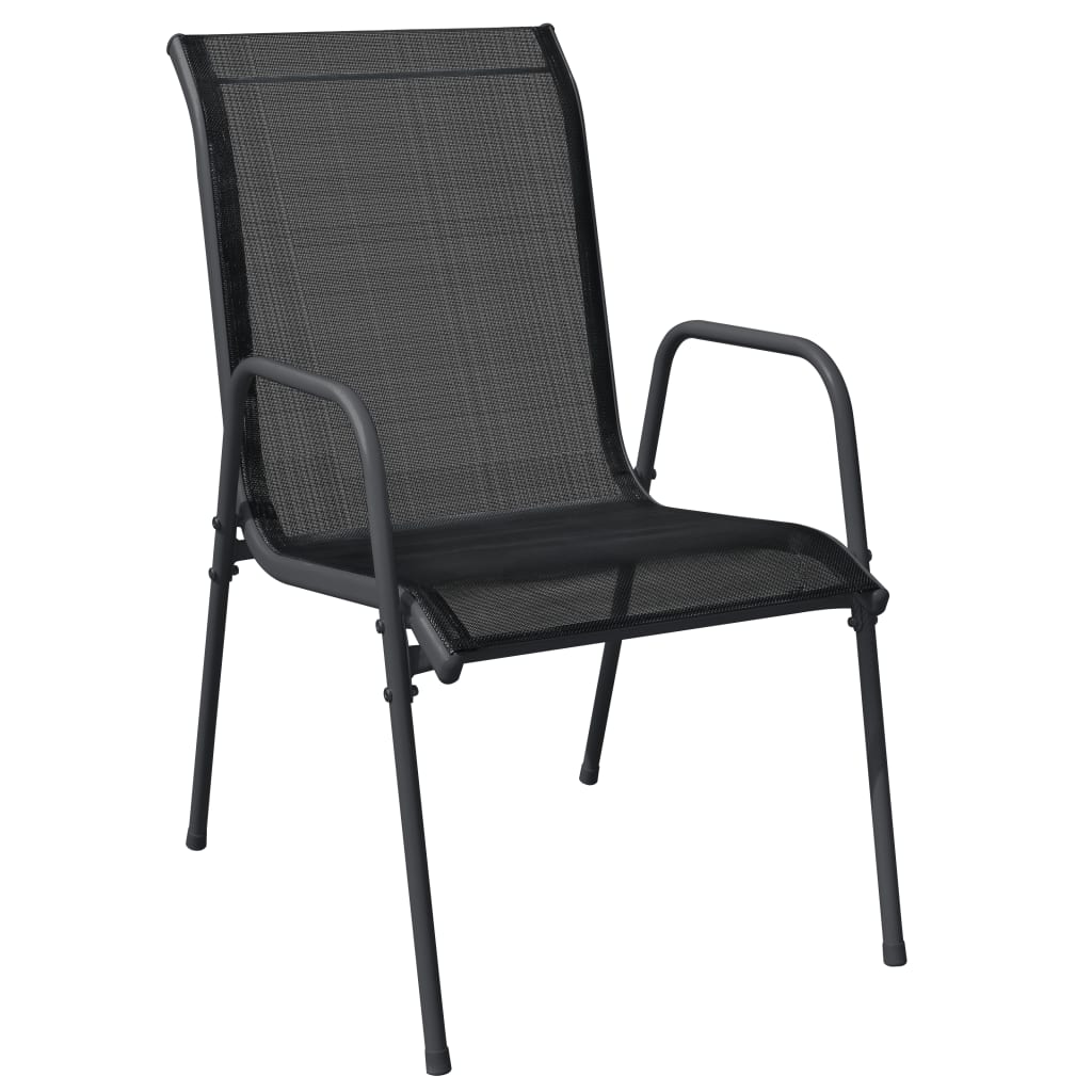 3 Piece Outdoor Dining Set Black Steel and Textilene