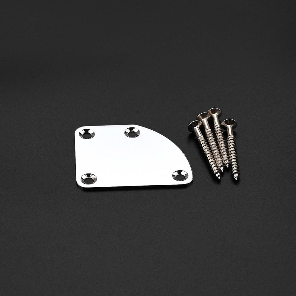 Electric Guitar Neck Plate with Screws 4 Holes Guitar Neck Joint Board Replacement Neckplate Electric Guitar Bass Parts
