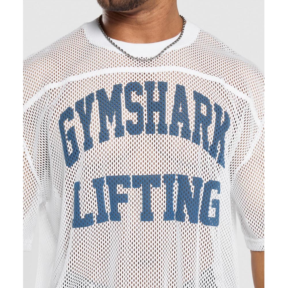 Gymshark Футболка свободного кроя в сетку белого цвета A5a5j Wb57