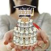 Graduation Wooden Money Holder Tower Double Layers Cash Storage Rack Class of 2025 Graduates Money Gift Grad Party Desktop Decoration