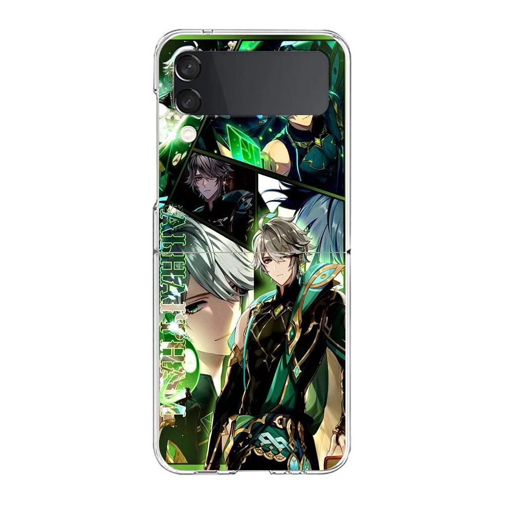 Чехол для телефона Samsung Galaxy Z Flip 3 4 5-кратный жесткий корпус из ПК для Galaxy Z Flip 3 5 прозрачный чехол Genshin Impact Ayato Wanderer