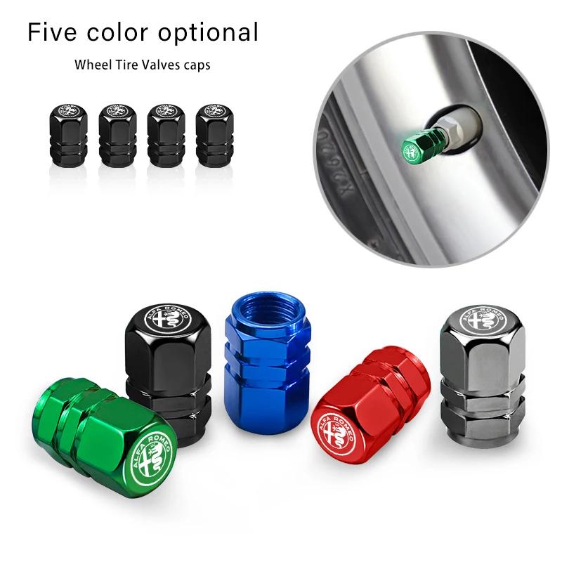 Hub Caps 4Pcs Metal Car Wheel Tire Valve Caps Stem Covers Accessories For Alfa Romeo 4C 159 Spider Giulia Giulietta 166 Mito AutGQ7