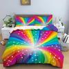 Красочный вихревой постельный комплект, Радужные полосы Пододеяльник Твин Кинг Сайз Тема гордости Покрывало Абстрактное искусство