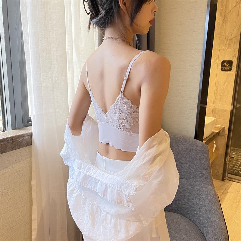 Кружевная майка с фиксированной чашкой для женской внутренней и верхней одежды, облегающий многоцветный сексуальный бюстгальтер с универсальными ремешками