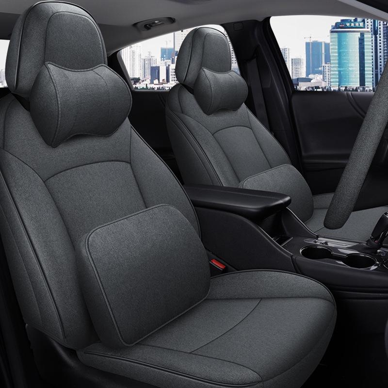 Всесезонные льняные чехлы на сиденья Toyota Corolla, дизайн с полным охватом для 5 сидений