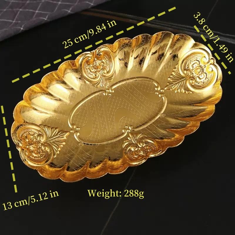 Металлическая овальная кружевная маленькая фруктовая тарелка для шведского стола в отеле, поднос для холодной еды и выпечки, прочная овальная тарелка для общественного питания