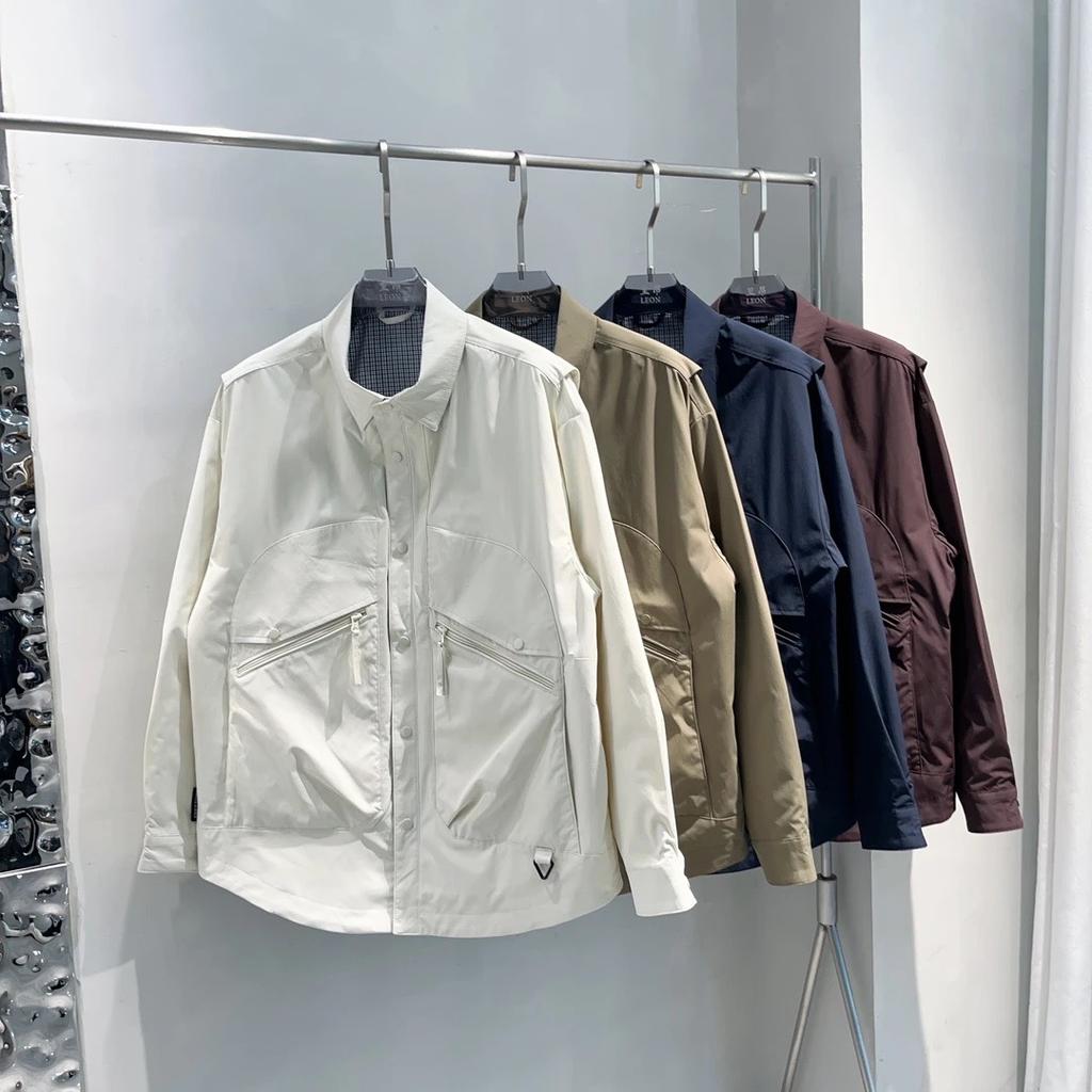 Spring New Fake Two-Piece Designer Lapel Tooling Men'S Shirt Jacket Spring And Autumn Fashion Versatile Top Tide