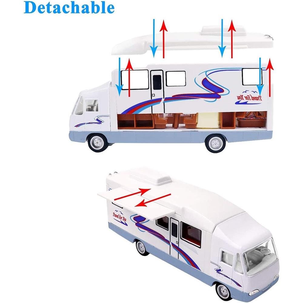 1/32 крутой мини-дом на колесах, игрушечный литой автомобиль для отдыха с откатным механизмом для детей