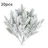 10/20/30Pcs Artificial Snowy Pine Branch 5 Fork Faux Greenery Stem Fake Plants Pick Xmas Holiday Wedding Party Home Decoration