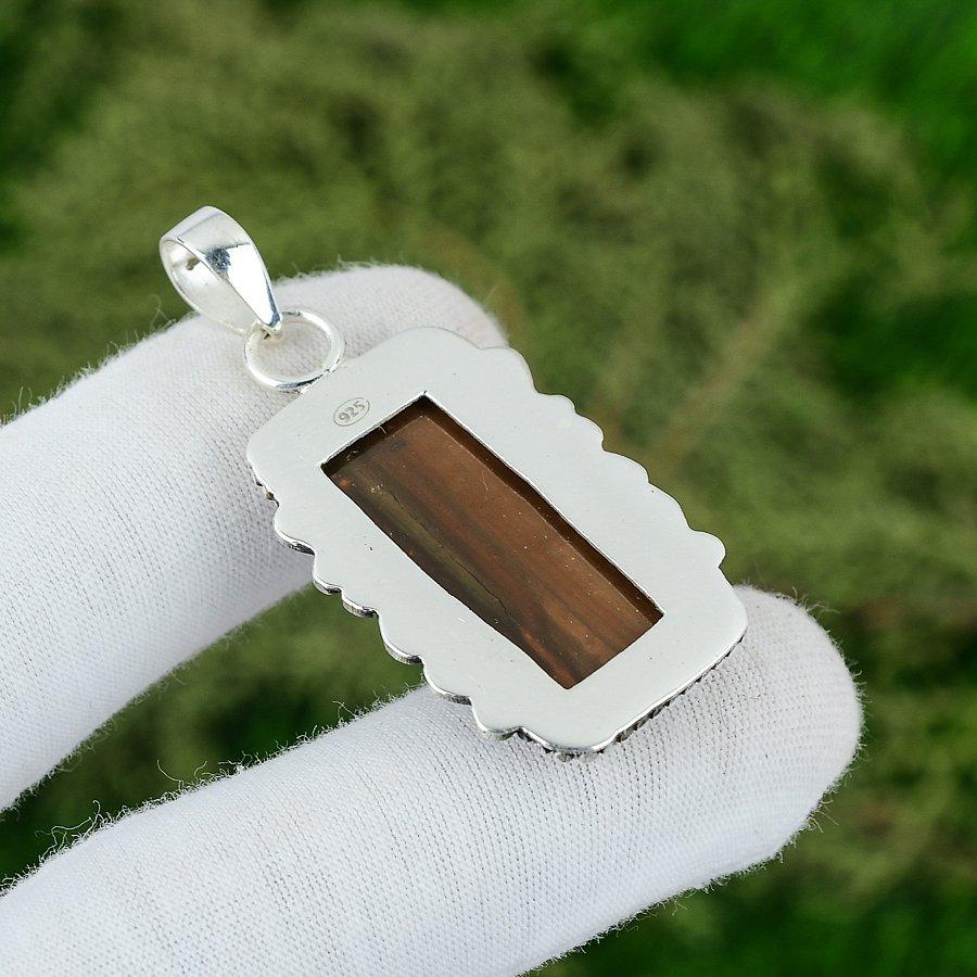 Anniversary Gift For Her Natural Imperial Jasper Gemstone Pendant 925 Silver