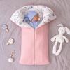 Winter Newborn Baby Warm Cartoon Knitt Swaddle Hooded Stroller Wrap Sleeping Bag
