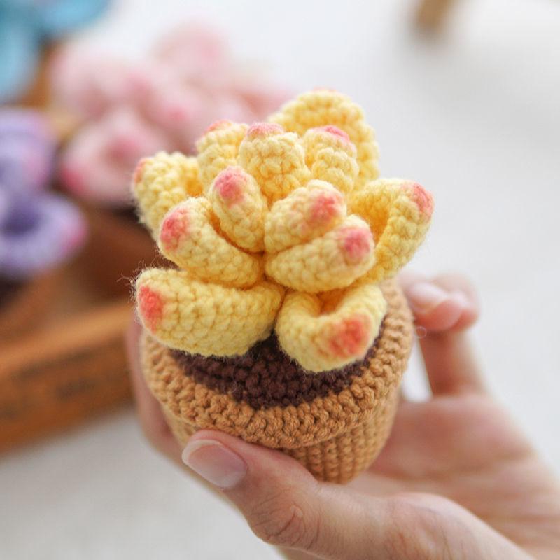 Hook Woven Dolls Finished Products Succulent Woven Flower Bouquets Knitted DIY Material Covers Beginner Sunflower Weaving Self-made