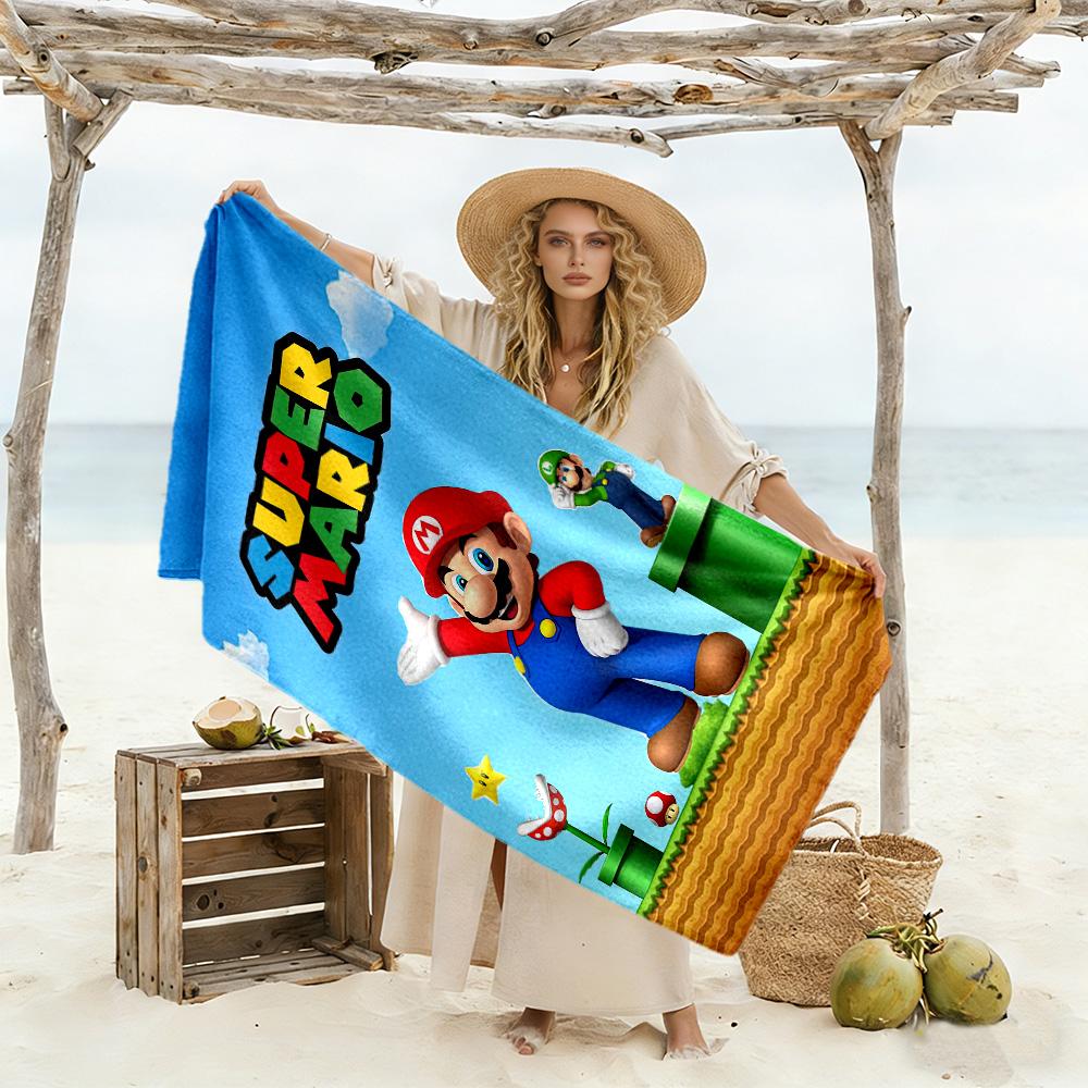 Mario Style Beach Towel Super Soft & Absorbent Comfortable Lightweight