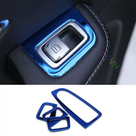 For Mercedes-Benz GLC 2016-2019 Steel Blue Window Lock Lift Panel Trim Frame 4X