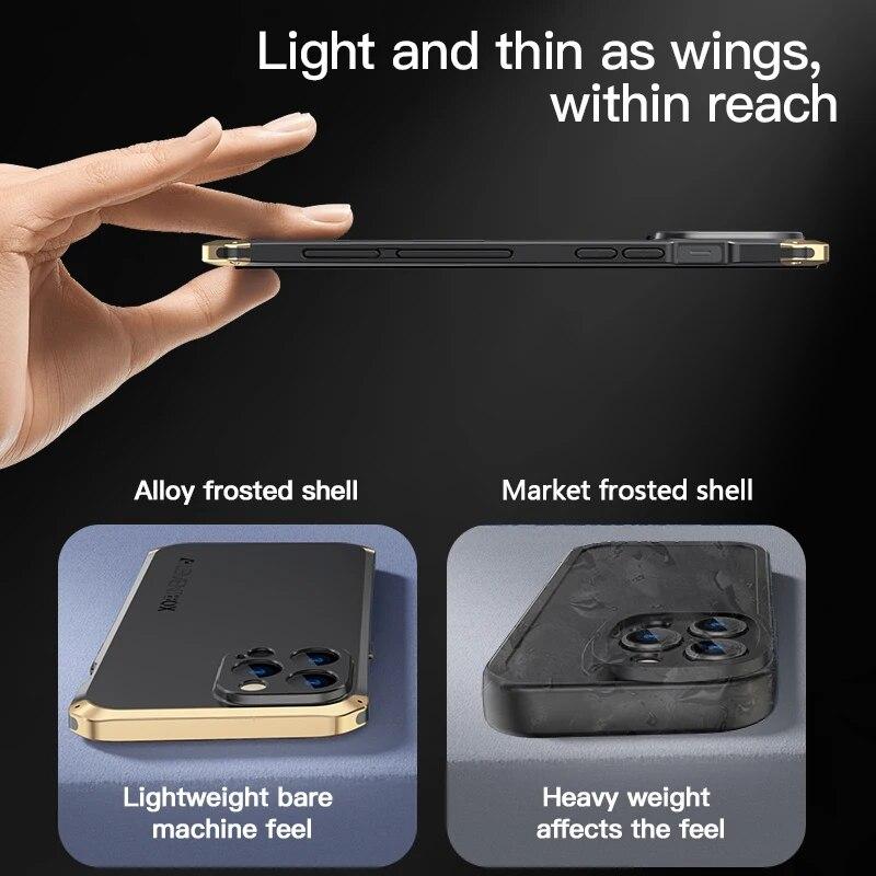 Броня Металлический Алюминий + ПК + Силиконовая Кнопка Сверхмощный Защитный Чехол Для Телефона Для IPhone 15 Pro Max 15 Plus 13 14 Противоударный Чехол