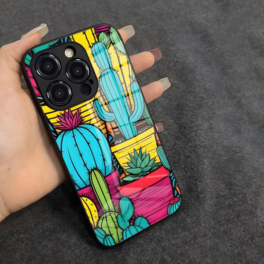 B-Britto Art Phone Case For IPhone 17 Air 16 E Pro Max 15 14 13 Mini 12 Pro 11 Max Plus Black Glass Cover