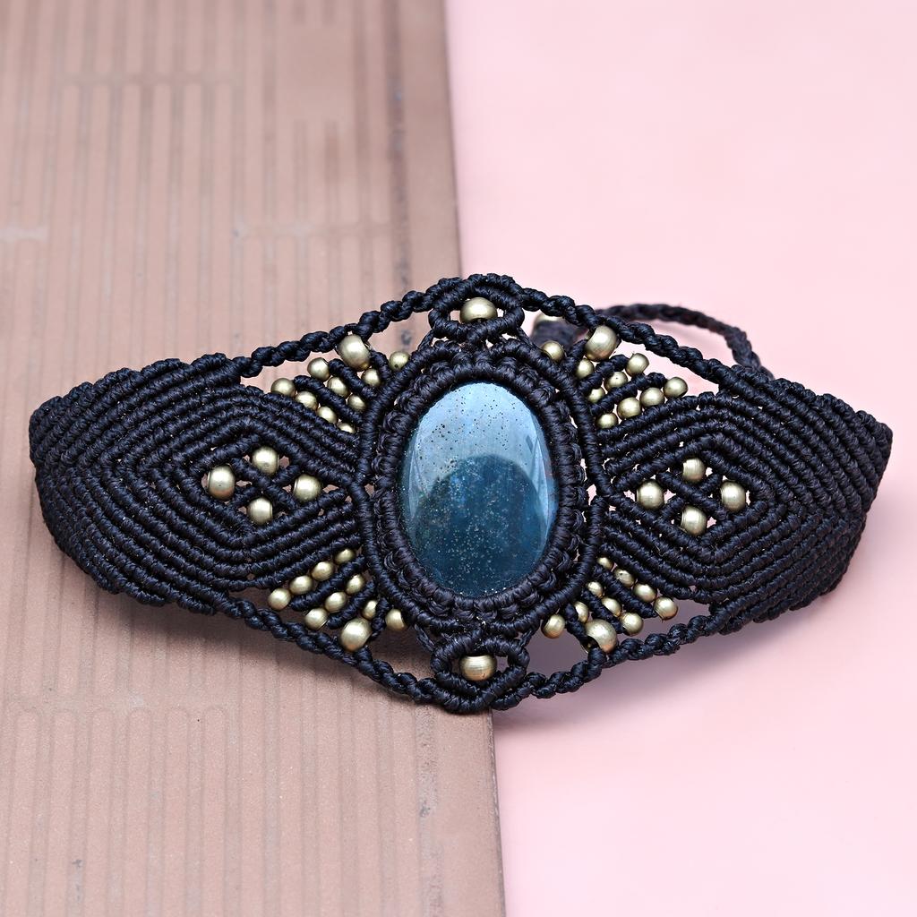 Macrame Thread Ocean Jasper Jewelry Gemstone Handmade 8-10''Ad Bracelet